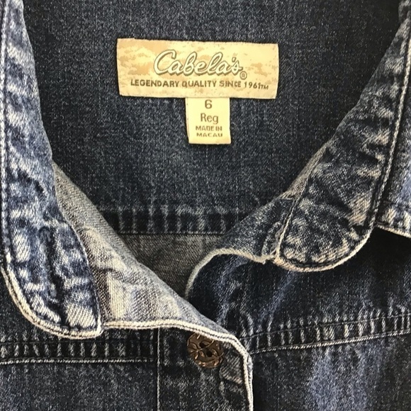 Cabela’s possibly vintage sleeveless decorative button front denim dress. Size 6 - Picture 3 of 8